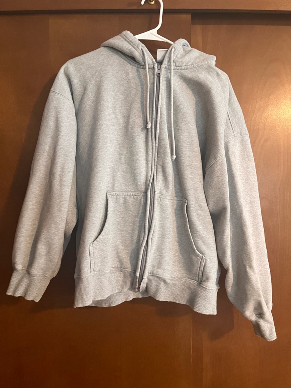 TNA Light Gray Zip-Up Hoodie Sweater